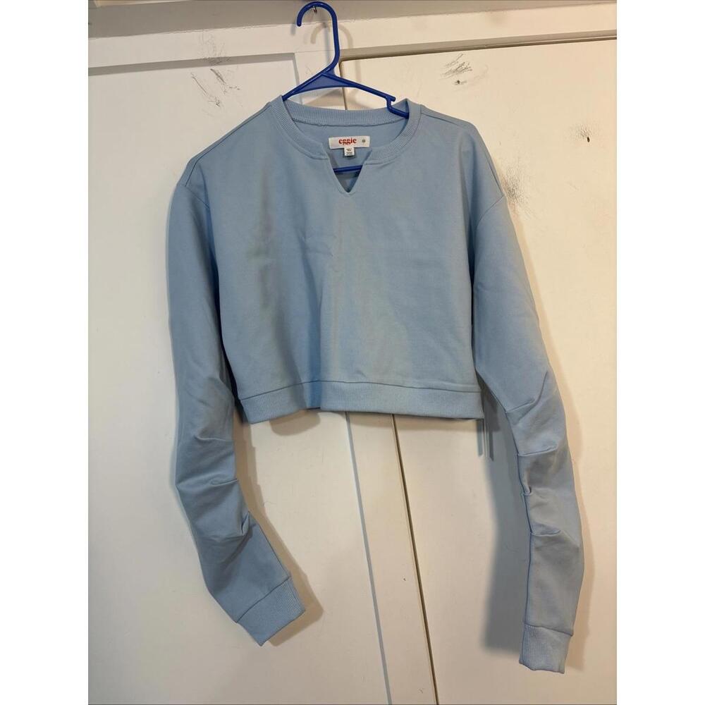 Eggie Light Blue Crop Sweatshirt‎ XS New NWT $228
